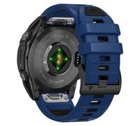 Quickfit 26mm Silicone Replacement Watch Band for Garmin Fenix 8 51mm/Fenix 7X Pro Solar/7X Pro/7X Solar/7X/6X Pro/6X Pro for Enduro 3/Descent MK3i/Instinct 2X/Tactix 7/Quatix 7X Blue/Black