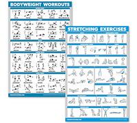 QuickFit Body Weight & Stretching Exercise Poster Set - 2 Laminated Boards - for Body Weight Exercises and Stretching Exercises, Laminated, 18" x 27"