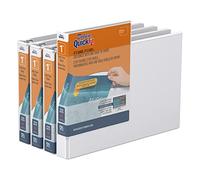QuickFit Heavy-Duty Landscape 3-Ring Binder, Round Ring, 8 1/2 Inches by 11 Inches, 1 Inch, White, Pack of 4