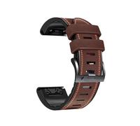 Quickfit Leather+Silicone Strap fit For Garmin Marq Adventurer Athlete Golfer Captain Aviator Gen 2 Epix Pro 2 51mm 47mm Watch Band(Coffee-01,26mmEpix Pro 2(51mm))