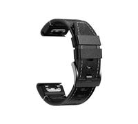 Quickfit Leather+Silicone Strap fit For Garmin Marq Adventurer Athlete Golfer Captain Aviator Gen 2 Epix Pro 2 51mm 47mm Watch Band(Black,MARQ Adventurer (2))