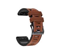 Quickfit Leather+Silicone Strap fit For Garmin Marq Adventurer Athlete Golfer Captain Aviator Gen 2 Epix Pro 2 51mm 47mm Watch Band(Brown,22mmEpix Pro 2(47mm))