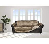 Quickfit Reynold Reversible Water Resistant Microfiber Loveseat Pockets in Chocolate-Natural, Taupe-Mocha, Sofa Cover