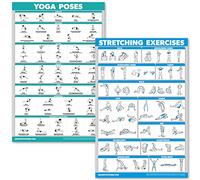QuickFit Yoga Poses and Stretching Exercise Poster Set - Laminated 2 Chart Set - Yoga Positions & Stretching Workouts (18" x 27")