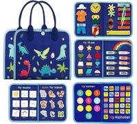 QuickMart 3-in-1 BLUE Toddler Busy Board - Montessori Sensory Toy for Early Learning, Fine Motor Skills & Travel - Educational Gift for Kids b (2nd Edition Blue)
