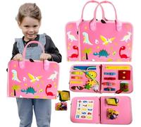QuickMart 3-in-1 BLUE Toddler Busy Board - Montessori Sensory Toy for Early Learning, Fine Motor Skills & Travel - Educational Gift for Kids b (First Edition Pink)