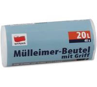 Quickpack Bin Liners with Carry Handle Transparent 20 Litres (Pack of 40)