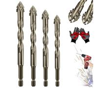 Quickpierce High-Performance Titanium-Coated Drill and Tap Set, Four Blade Serrated Eccentric Drill Bits, New Four-Flute Sawtooth Eccentric Drills Bit Set (4Pcs(6/8/10/12))