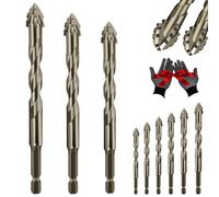 Quickpierce High-Performance Titanium-Coated Drill and Tap Set, Four Blade Serrated Eccentric Drill Bits, New Four-Flute Sawtooth Eccentric Drills Bit Set (3Pcs(6/8/10))