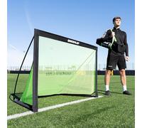 QuickPlay Kickster Pro 5x3ft Portable Football Goal for 3v3 Training Games & Instant Play - 20 Second Setup Folding Frame, Weighted Base, Indoor & Garden Football Goals with Pre-Attached Net