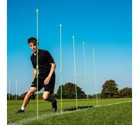 QUICKPLAY Pro Agility Poles Set of 10 - Adjustable 3ft to 6ft | Twist to change height, Spring-back flexible poles, Push into grass or clip base, Slalom coaching drills, Ten included