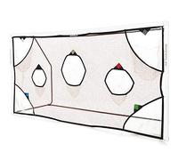 QuickPlay Target Net for Football Goals - 7-Zone Shooting Accuracy | 7 scoring zones, Weighted base, Hook-and-loop number markers, Neon corner targets, Rebound practice, Carry bag