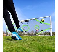 QuickPlay Target Net for Football Goals - 7-Zone Shooting Accuracy | 7 scoring zones, Weighted base, Hook-and-loop number markers, Neon corner targets, Rebound practice, Carry bag