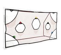 QuickPlay Target Net for Football Goals - 7-Zone Shooting Accuracy | 7 scoring zones, Weighted base, Hook-and-loop number markers, Neon corner targets, Rebound practice, Carry bag