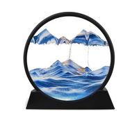 Quicksand Decor; 3D Moving Sand Art Desk Cool Decor Office Liquid Motion For Men Adults Hourglass Gadgets Sandscape Picture Toys Reliever Desktop Round Frame Relievers Landscape Ornaments; 12", Blue
