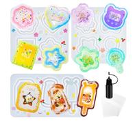 Quicksand Resin Shaker Silicone Moulds Set Kawaii Keychain Pendant Pack of Seal Films Precision Tip Applicator Bottle Kit Bundle