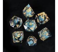 Quicksand Resin Sharp Edge D&D Dice Set - 7pcs Handmade Polyhedral Dice for Dungeons and Dragons, MTG, RPG, TTRPG, Pathfinder - D20, D12, D10, D8, D6, D4 with Box