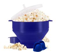 QuickSync Silicone Hot Air Microwave Popcorn Maker | Collapsible Food-Grade Popcorn Popper Bowl | Popcorn Maker Bowl with Lid | DIY Popcorn Bucket | No Oil Healthier | Dishwasher Safe
