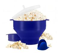 QuickSync Silicone Microwave Popcorn Maker | Collapsible Hot Air Popper Bowl with Lid | No Oil, BPA-Free, Dishwasher Safe| DIY Popcorn Maker Bucket | Food Grage | Popcorn Maker Family Size