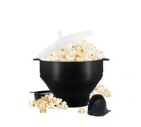 QuickSync Silicone Microwave Popcorn Maker | Collapsible Hot Air Popper Bowl with Lid | No Oil, BPA-Free, Dishwasher Safe| DIY Popcorn Maker Bucket | Food Grage | Popcorn Maker Family Size