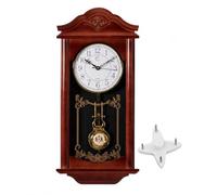 Quickway Imports Vintage Grandfather Wood - Looking Plastic Antique Pendulum Wall Clock for Living Room Decor, Kitchen, Office, Or Dining Room, Silent Wall Mount Battery-Operated, Large Brown