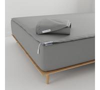 QuickZip Fitted Plus Spare Bundle: 1 Fitted Sheet (Base + Zip Sheet) & 1 Zip Sheet - Easy to Change, Won’t Pop Off - Soft Sateen 400 TC 100% Cotton 15” Deep Pockets Twin XL Size Sheets - Slate Gray