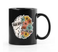 QUICQOD Anxiety Relief Mental Health Your Anxiety is a Lying B Floral Brain Ceramic Mug 11 Ounce Coffee Tea Milk Mug Cup for Home School Counselling Office Therapy Office,Mental Health Awareness Gifts
