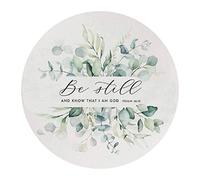 QUICQOD Christian Bible Scripture Psalm 46:10 Be Still and Know That I am God Eucalyptus Leaf Mouse Pad 8.7 x 8.7 Inches,Non-Slip Rubber Base Mousepads for Home Office Dorm Desk Decor,Christian Gifts