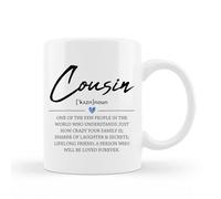QUICQOD Cousin Definition Gifts Coffee Mug,Cousin Gift for Women Female,Best Cousin Gifts Ceramic Mug Cup,Birthday Gifts for Cousin Brother Sister Friend,11 oz Coffee Mug White