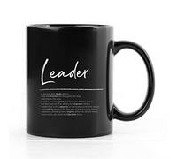 QUICQOD Leader Definition Coffee Mug - Appreciation Gifts for Leadership, Retirement, Mentor, Supervisor - Black Ceramic 11Oz Thank You Gift