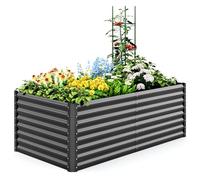 Quictent Galvanized Metal Raised Garden Bed, Bottomless Planter Box for Vegetables, Tomato Cages Included, 180x90x62cm