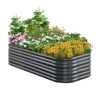 Quictent Galvanized Raised Garden Bed Kit, Oval Metal Planter Box for Vegetables Outdoor Backyard, 180x90x62cm