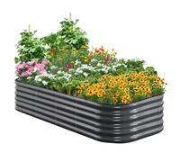 Quictent Galvanized Raised Garden Bed Kit, Oval Metal Planter Box for Vegetables Outdoor Backyard, 180x90x45cm