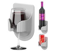 QUIDAOSO Wine Glass/Beer/Cans/Bottle/Drink Holder for Shower(Bathtub), Multi-Functional Wall-Mounted Cup Holder, Practical Wine Gifts(Grey)