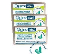 Quies Ear Protectors, Mini Foam 3 Pairs for Sensitive Ducting, 3 Boxes of 3 Pairs, Green, Unisex, Children, 33 dB Noise Attenuation, Ear Plugs