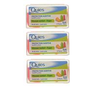 Quies - Protection Auditive en Mousse, 3 x 3 pairs (Assorted Colours)