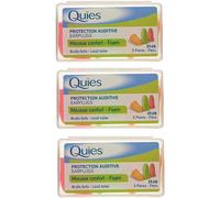 Quies - Protection Auditive en Mousse, 3 x 3 pairs (Assorted Colours)