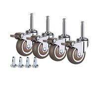 Quiet 2" Rubber Casters with Brake M8 Stem Wheels for Kids Beds & Furniture Universal Swivel Rollers Safe for Hardwood & Carpet 50mm 4Pack Supports 180KG