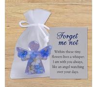 Quiet Angel Figure with Forget Me Not Floral Touches for Remembrance, Grief Support, and Reflective Interior Spaces (4)