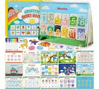 Quiet Book for Toddlers, Montessori Toy from 3 4 5 6 Years, Busy Book for Toddlers, 15 Page Quiet Book, 15 Page Graffiti, 8 Watercolour Pencils, Preschool Children Learning Toy Quiet Book