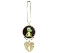 Quiet Cartoon Crocodile Car Hanging Ornament Rear View Mirror Pendant Lucky Presents Hanging Ornament Funny Car Pendant for Office Auto Home Decoration Golden-style