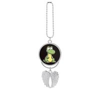Quiet Cartoon Crocodile Car Hanging Ornament Rear View Mirror Pendant Lucky Presents Hanging Ornament Funny Car Pendant for Office Auto Home Decoration Silver-style