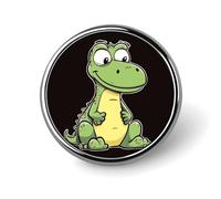 Quiet Cartoon Crocodile Round Badge Cute Enamel Lapel Pin Brooches Button Pin Personalized Clothing Decoration Unisex Badge Holder Hats Bags Shirts Decor