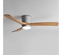 Quiet Ceiling Fan with Light and Remote Control, 6-Speed Adjustable, 12W LED Lighting, Wooden Blades for Indoor Rooms
