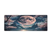 Quiet Cherry Blossoms With The Moon Mouse Pad In Big Extended Non-Slip Rubber Base Mousepad With Stitched Edges Gaming Pc Desktop Large Mouse Pad 11.8x31.5