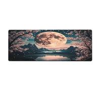 Quiet Cherry Blossoms With The Moon Mouse Pad In Big Extended Non-Slip Rubber Base Mousepad With Stitched Edges Gaming Pc Desktop Large Mouse Pad 11.8x31.5