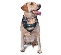 Quiet Cherry Blossoms With The Moon Printed Graphic Pet Triangle Scarf For Dogs & Cats, Adjustable Cute Pet Bandana For & Photo Shoots