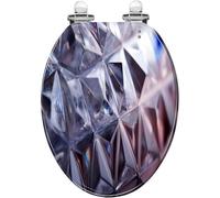 Quiet Close Decorative Elongated Toilet Seat Macro Crystal Facets Abstract Background Resin Quick Release Hinges with Cover Easy to Install