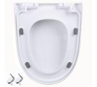Quiet Close Thickened PP Toilet Seat - U/D Shape, Quick Release, Adjustable Hinge, Easy Install & Clean, White, 34.5x46cm