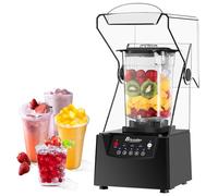 Quiet Commercial Blender with Soundproof Shield, Commercial Blender 2200W High Power, 2200 Watt Professional Blenders for Kitchen with 70oz Pitcher and Self-Cleaning, Removable Shield,2*CrushedCup